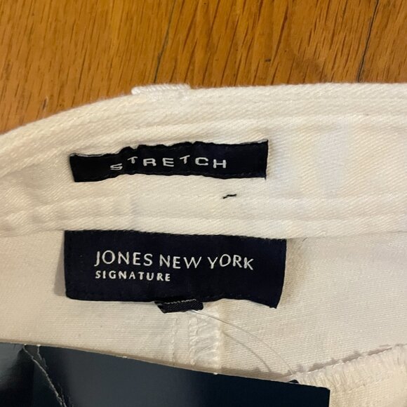 Jones‎ New York White Denim Midi Skirt Women's 16 White Zip Button Closure NWT - Picture 5 of 6